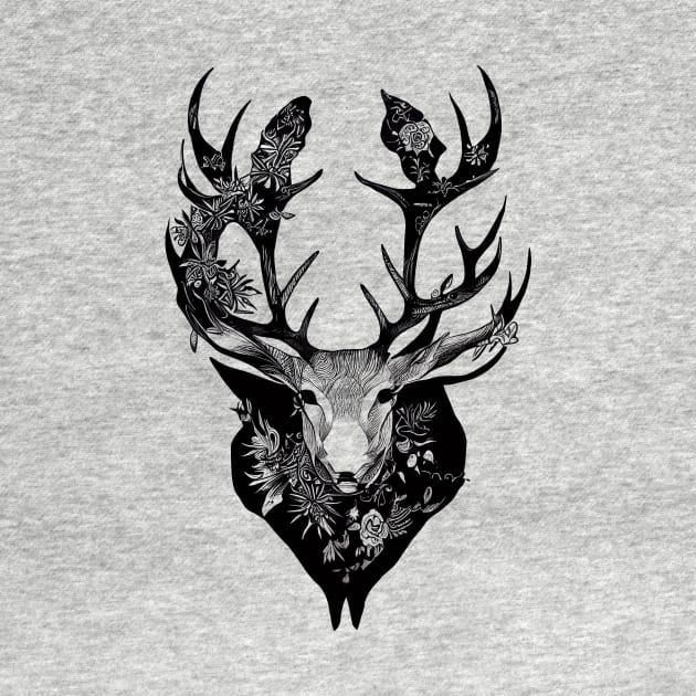 Stag Deer Wild Animal Nature Illustration Art Tattoo by Cubebox